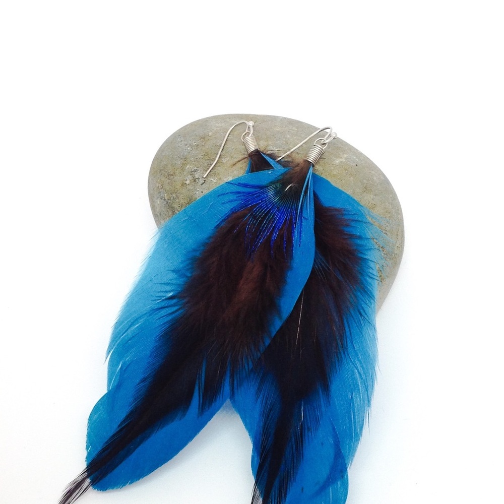 Cobalt Feather Earrings by Dragon Life